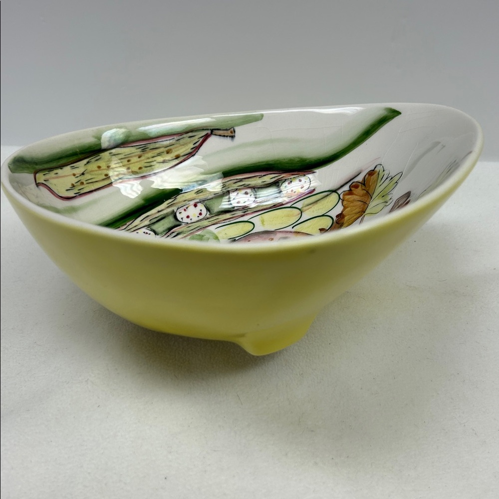 Mid Century Modern atomic ceramic salad pasta bowl hand painted mushrooms